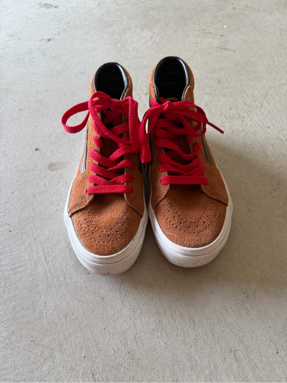 Vans Rust Suede Sneakers with Red Laces